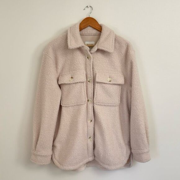 Abercrombie & Fitch Sherpa Shirt Jacket Size M in Cream - Picture 6 of 9